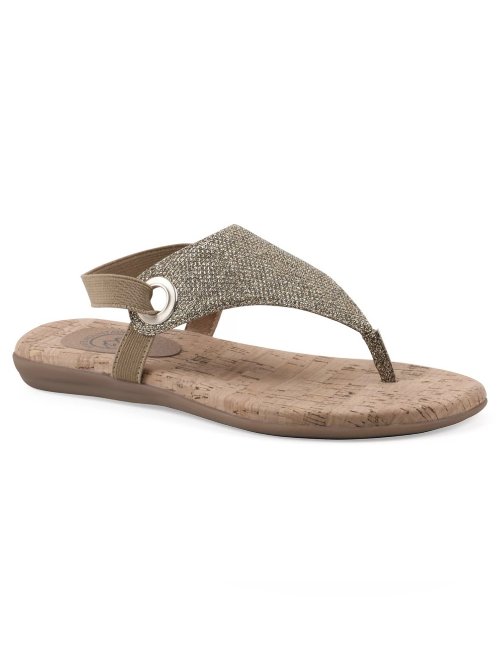 White Mountain Metallic Taupe Cork Footbed Thong Sandal